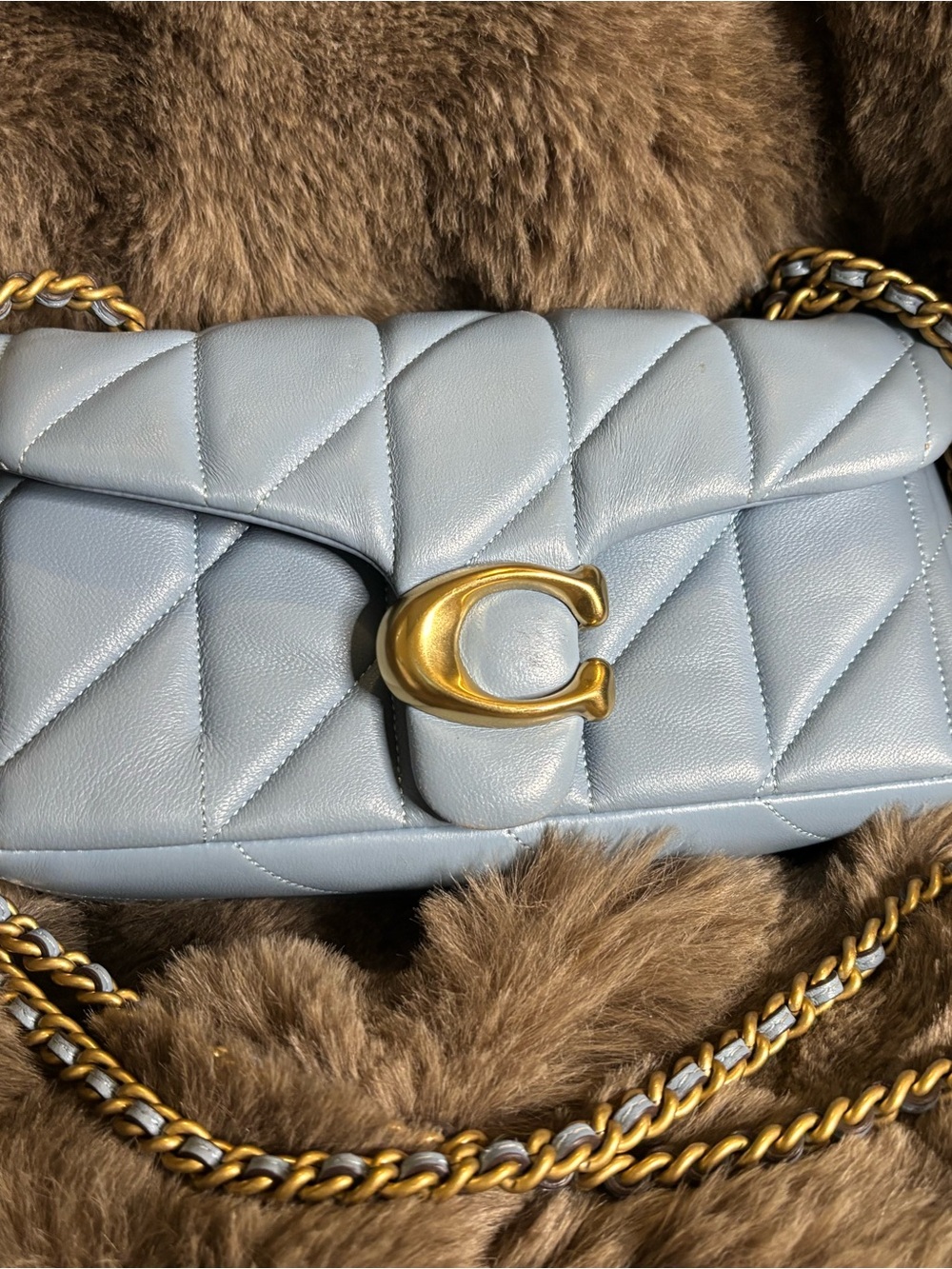 Coach Quilted Leather Crossbody in Pale Blue with Gold Hardware - Picture 5 of 12